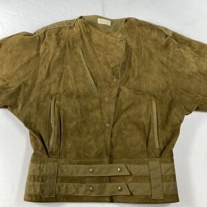 Cómplice Vintage Jacket Suede Size 6 Olive Italian Jacket